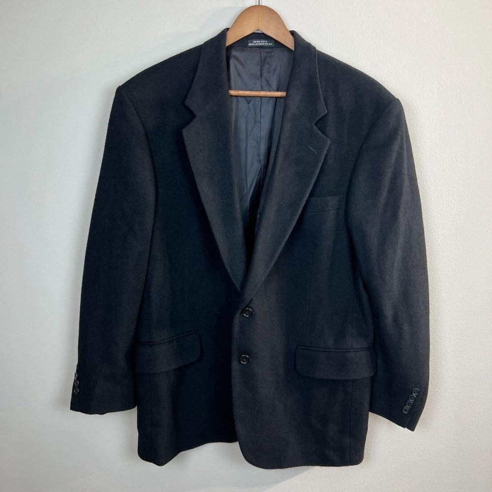 Stafford Blazer Jacket Sport Coat 42R Men Black 100% Camel Hair 2-Button Classic
